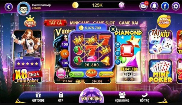 Giao diện cổng  game Vip777 Club
